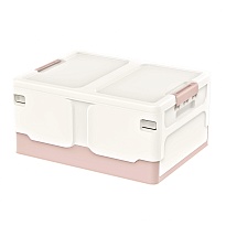 Ящик пластиковый складной белый, дно розовое, 480х360х240 мм в Саранске Ящик пластиковый складной белый, дно розовое, 480х360х240 мм в Саранске