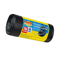 Мешки для мусора 240 л, черные, в рулоне 10 шт., ПНД 40 мкм, 1250х1000 мм, Крепак, 4607075710153 в Саранске