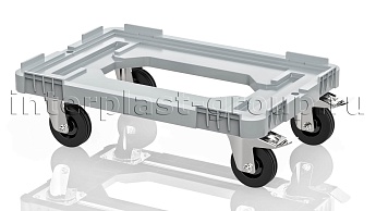 Тележка пластиковая с отверстием 2 колеса с тормозом усиленная серая в Саранске Тележка пластиковая с отверстием 2 колеса с тормозом усиленная серая в Саранске
