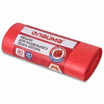 Мешки для мусора 60 л, красный, в рулоне 20 шт., ПНД, 10 мкм, 680х580 мм, LAIMA, 606702 в Саранске Мешки для мусора 60 л, красный, в рулоне 20 шт., ПНД, 10 мкм, 680х580 мм, LAIMA, 606702 в Саранске