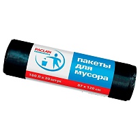 Мешки для мусора 160 л, черные, в рулоне 20 шт., ПВД, 30 мкм, 1200х870 мм, PACLAN Professional, 604082 в Саранске