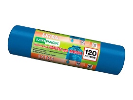 Мешки для мусора 120 л, синие, в рулоне 10 шт., ПНД, 14 мкм, 1100х700 мм, EXTRA, ex1201802 в Саранске