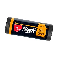 Мешки для мусора 30 л, черные, в рулоне 30 шт., ПНД, 7 мкм, 560х480 мм, Comfort, М0291 (МН 30-30ч) в Саранске