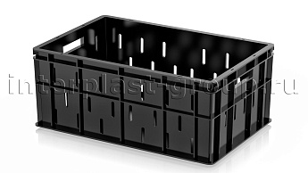 Ящик для молока, мяса, овощей и фруктов малая перфорация дно сплошное черный в Саранске