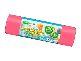 Мешки для мусора 120 л, с завязками, красные, в рулоне 10 шт., ПНД, 15 мкм, 800х750 мм, VIP, Z12010red в Саранске