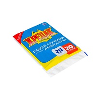 Мешки для мусора 20 л, с ручками, черные, в пачке 20 шт., ПНД, 10 мкм, 550х440 мм, Крепак, 4607075710085 в Саранске