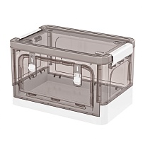 Ящик пластиковый складной прозрачный коричневый, дно белое, 360х235х230 мм, с колесиками в Саранске Ящик пластиковый складной прозрачный коричневый, дно белое, 360х235х230 мм, с колесиками в Саранске