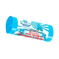 Мешки для мусора 30 л, голубые, в рулоне 30 шт. + 3 пакета в подарок, ПНД, 5 мкм, 560х480 мм, Королевство Чистоты, МК3964 (ПЭКЧ-30-30г) в Саранске