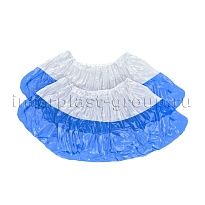 Бахилы бело-синие 1000 шт (500 пар), 48 мкм, двойная подошва, с одной резинкой, Эконом+ в Саранске Бахилы бело-синие 1000 шт (500 пар), 48 мкм, двойная подошва, с одной резинкой, Эконом+ в Саранске