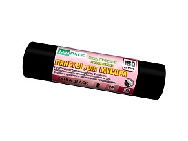 Мешки для мусора 180 л, ароматизированные, черные, в рулоне 10 шт., ПВД, 50 мкм, 1100х930 мм, EXTRA black, 18008301 в Саранске