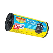 Мешки для мусора 120 л, черные, в рулоне 20 шт., ПНД, 15 мкм, 1100х700 мм, Крепак, 4607075710207 в Саранске