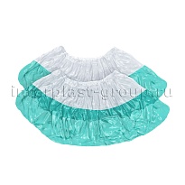 Бахилы бело-бирюзовые 1000 шт (500 пар), 48 мкм, двойная подошва, с одной резинкой, Эконом+ в Саранске