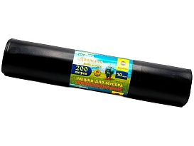 Мешки для мусора 200 л, ароматизированные, черные, в рулоне 10 шт., ПВД, 100 мкм, 1200х800 мм, Добрыня, Dob20010black в Саранске