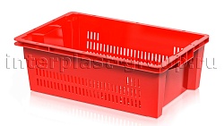 Ящик универсальный для овощей, фруктов и хлеба перфорированный красный