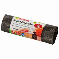 Мешки для мусора 60 л, черные, в рулоне 20 шт., ПНД, 5 мкм, 650х570 мм, Любаша, 605331 в Саранске Мешки для мусора 60 л, черные, в рулоне 20 шт., ПНД, 5 мкм, 650х570 мм, Любаша, 605331 в Саранске