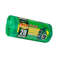 Мешки для мусора 20 л, биоразлагаемые, с ручками, черные, в рулоне 30 шт., ПНД, 10 мкм, 550х440 мм, Крепак, 4607075710047 в Саранске