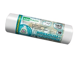 Мешки для мусора 180 л, ароматизированные, белые, в рулоне 10 шт., ПВД, 35 мкм, 1100х930 мм, PREMIUM+, 180105302 в Саранске