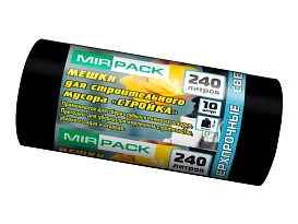 Мешки для мусора 240 л, ароматизированные, черные, в рулоне 10 шт., ПВД 70 мкм, 1300х930 мм, СТРОЙКА, S24010130 в Саранске