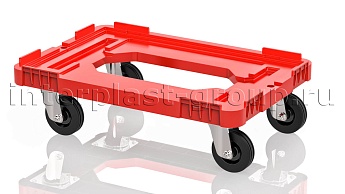 Тележка пластиковая с отверстием без тормозов красная в Саранске