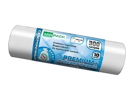 Мешки для мусора 300 л, белые, в рулоне 10 шт., ПВД 70 мкм, 1400х1000 мм, PREMIUM+, 300101602 в Саранске