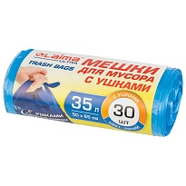 Мешки для мусора 35 л, с ушками, синие, в рулоне 30 шт., ПНД, 11 мкм, 650х500 мм, LAIMA ULTRA, 607684 в Саранске Мешки для мусора 35 л, с ушками, синие, в рулоне 30 шт., ПНД, 11 мкм, 650х500 мм, LAIMA ULTRA, 607684 в Саранске