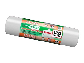 Мешки для мусора 120 л, белые, в рулоне 10 шт., ПНД, 14 мкм, 1100х700 мм, EXTRA, ex1201803 в Саранске