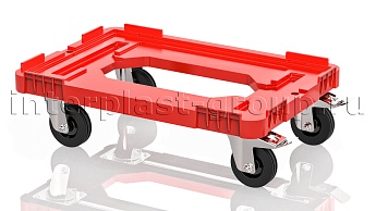 Тележка пластиковая с отверстием 2 колеса с тормозом усиленная красная в Саранске