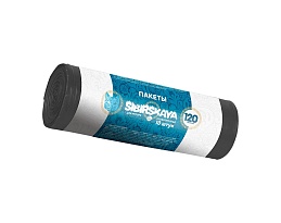 Мешки для мусора 120 л, черные, в рулоне 10 шт., ПНД, 14 мкм, 1100х700 мм, SIBIRSKAYA, 101-008 S в Саранске