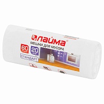 Мешки для мусора 60 л, белые, в рулоне 20 шт., ПНД, 7 мкм, 680х580 мм, LAIMA, 605539 в Саранске Мешки для мусора 60 л, белые, в рулоне 20 шт., ПНД, 7 мкм, 680х580 мм, LAIMA, 605539 в Саранске