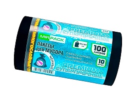Мешки для мусора 100 л, черные, в рулоне 10 шт., ПВД, 70 мкм, 1000х600 мм, PREMIUM+, 1001076 в Саранске