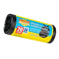 Мешки для мусора 20 л, черные, в рулоне 30 шт., ПНД, 10 мкм, 550х440 мм, Крепак, 4607075710092 в Саранске