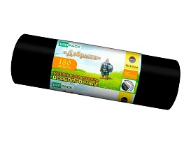 Мешки для мусора 180 л, ароматизированные, черные, в рулоне 10 шт., ПВД, 100 мкм, 1100х930 мм, Добрыня, Dob18010black в Саранске